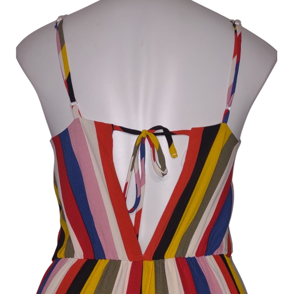 Multicolor Striped Jumpsuit Size Medium Rainbow Stripes Pockets Dillards NWT - Picture 6 of 11